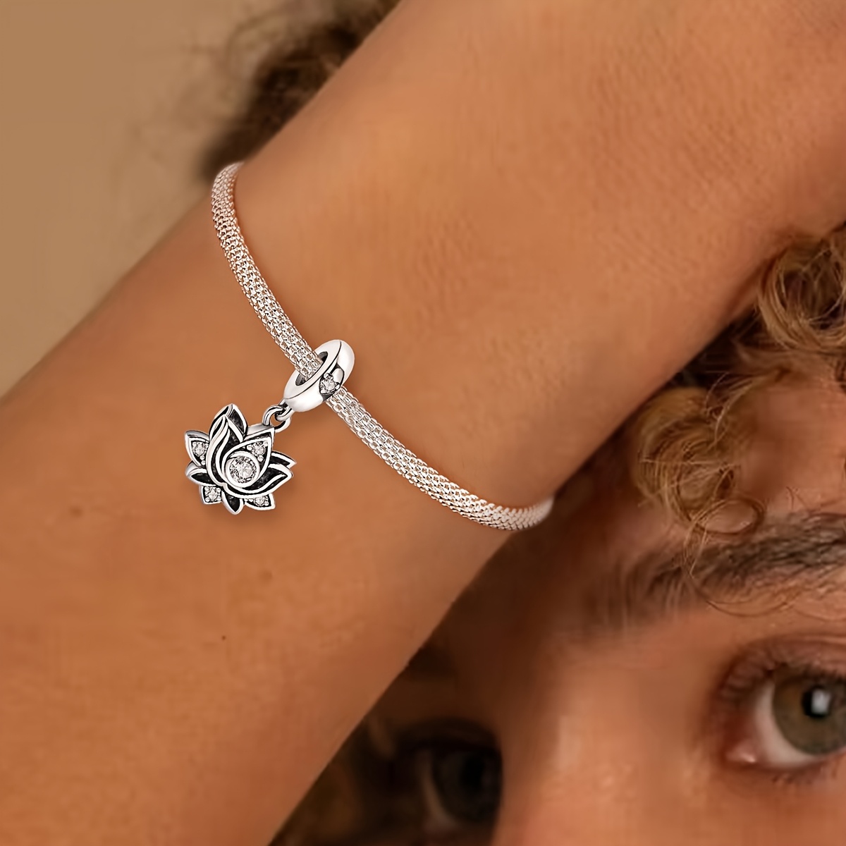 DIY 925 Silver Plated Lotus Pendant